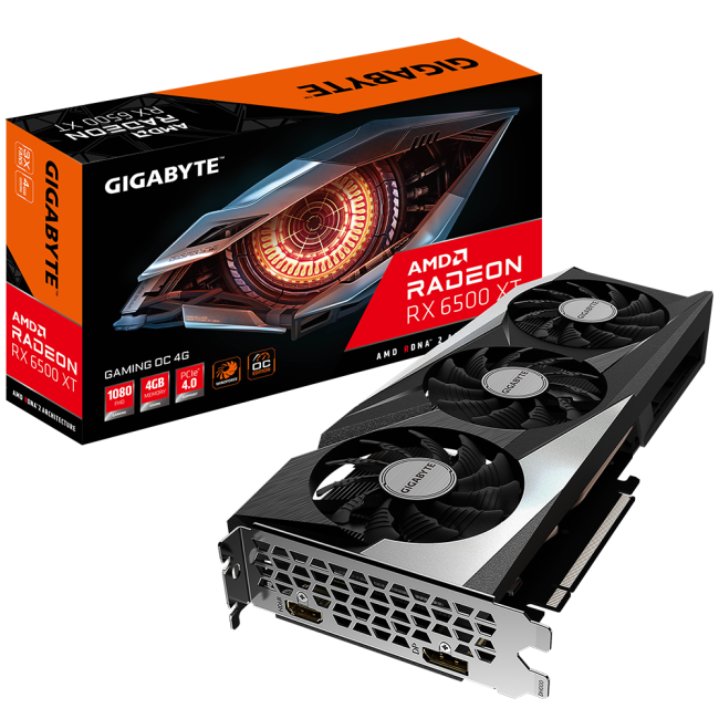 Видеокарта GIGABYTE Radeon RX 6500 XT 4Gb GAMING OC (GV-R65XTGAMING OC-4GD)