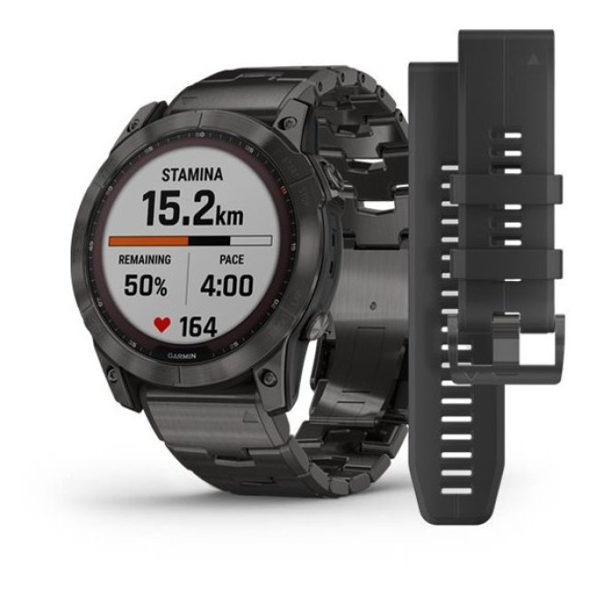 Garmin Fenix 7X Sapphire Solar C. Grey DLC Titanium w. Carbon Grey DLC Vented T. Band (010-02541-27)