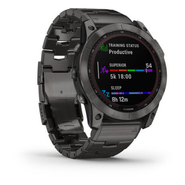 Garmin Fenix 7X Sapphire Solar C. Grey DLC Titanium w. Carbon Grey DLC Vented T. Band (010-02541-27)