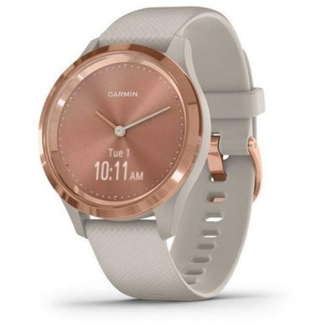 Garmin Vivomove 3s Rose Gold Stainless Steel Bezel w. Light Sand and Silicone B. (010-02238-02)