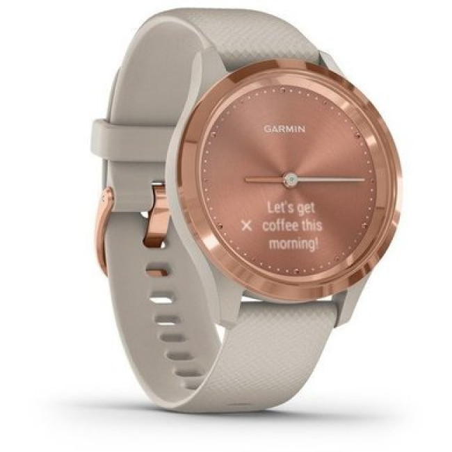 Garmin Vivomove 3s Rose Gold Stainless Steel Bezel w. Light Sand and Silicone B. (010-02238-02)