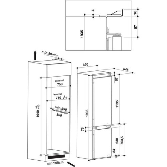 Встраемый холодильник Whirlpool SP40 801 EU