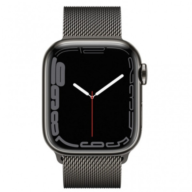 Apple Watch Series 7 GPS + Cellular 41mm Graphite Stainless Steel Case with Graphite Milanese Loop (MKHK3)