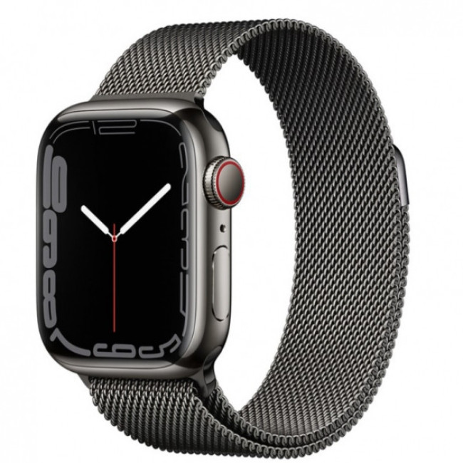 Apple Watch Series 7 GPS + Cellular 41mm Graphite Stainless Steel Case with Graphite Milanese Loop (MKHK3)