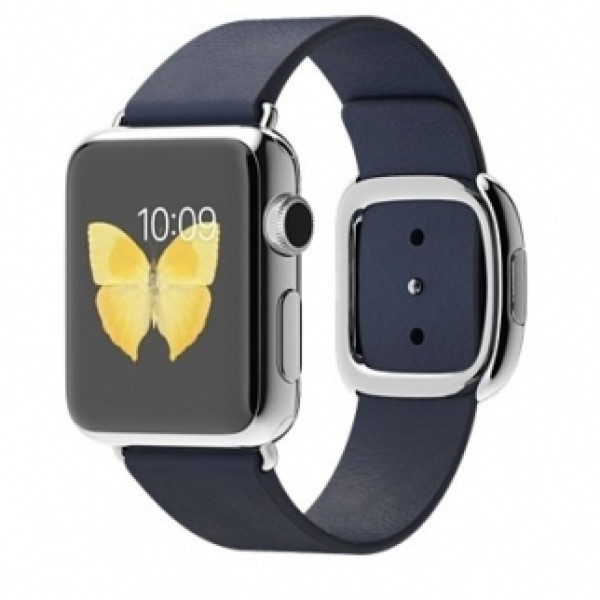 Apple 38mm Stainless Steel Case with Midnight Blue Modern Buckle (MJ332)