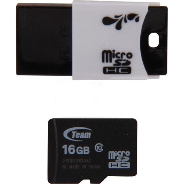 TEAM 16 GB microSDHC Class 10 Black + Reader TUSDH16GCL1029