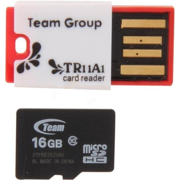 TEAM 16 GB microSDHC Class 10 Red + Reader TUSDH16GCL1030