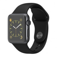 Apple 38mm Space Gray Aluminum Case with Black Sport Band (MJ2X2)