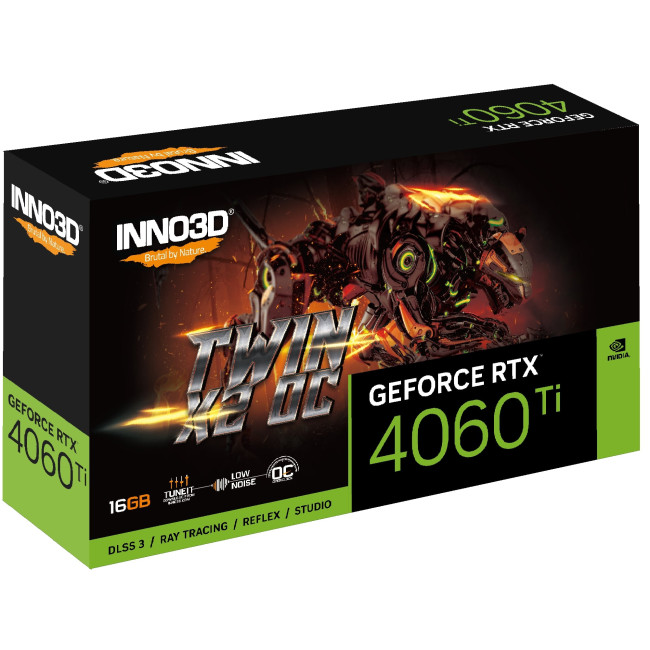 Видеокарта Inno3D GeForce RTX 4060 Ti 16GB TWIN X2 OC (N406T2-16D6X-178055N)