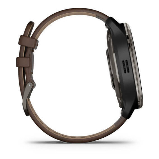 Garmin Venu 2 Plus Slate S. Steel Bezel W. Slate Case And B. Leather Band (010-02496-15)