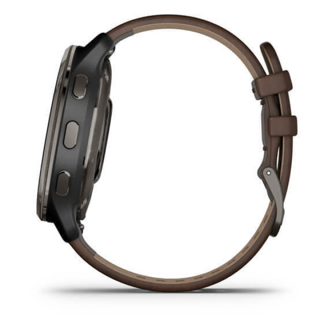 Garmin Venu 2 Plus Slate S. Steel Bezel W. Slate Case And B. Leather Band (010-02496-15)