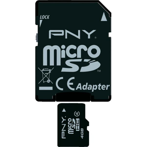PNY 4 GB microSDHC class 4 + SD Adapter SDU4GBHC4OPTIMA-EF