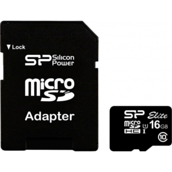 Silicon Power 16 GB microSDHC UHS-I Elite + SD adapter SP016GBSTHBU1V10-SP