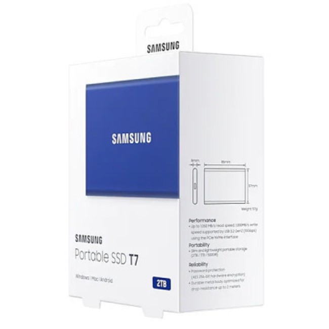 SSD накопитель Samsung T7 2 TB Indigo Blue (MU-PC2T0H/WW)