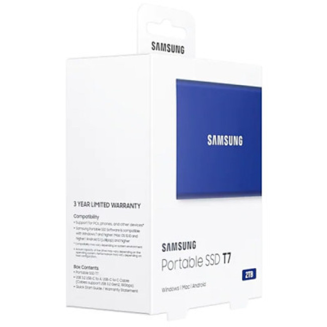 SSD накопитель Samsung T7 2 TB Indigo Blue (MU-PC2T0H/WW)