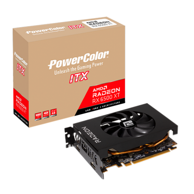 Видеокарта PowerColor AMD Radeon RX 6500 XT ITX 4GB GDDR6 (AXRX 6500XT 4GBD6-DH)