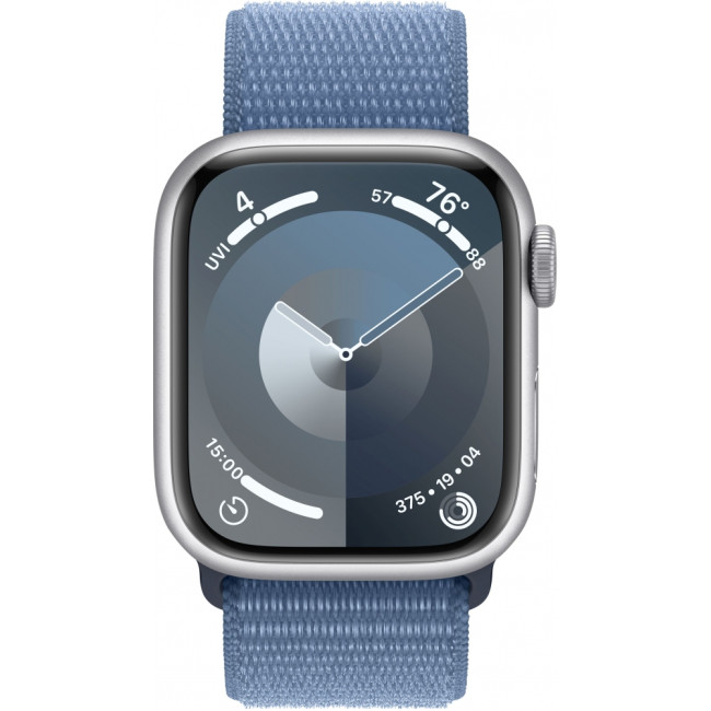 Apple Watch Series 9 GPS 41mm Silver Aluminum Case with Winter Blue Sport Loop (MR923)