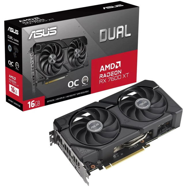 Видеокарта Asus Radeon RX 7600 XT 16Gb DUAL OC (DUAL-RX7600XT-O16G)