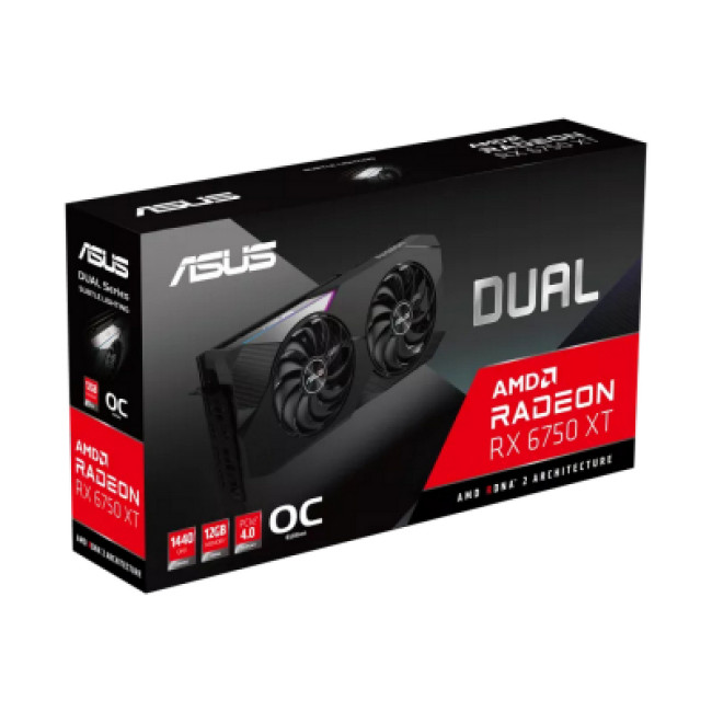 Видеокарта ASUS Radeon RX 6750 XT 12Gb DUAL OC (DUAL-RX6750XT-O12G)