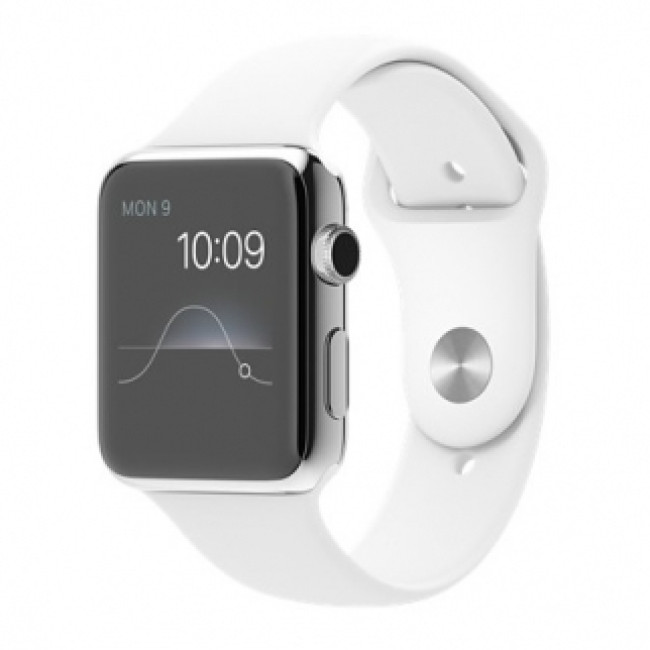 Apple 42mm Stainless Steel Case with White Sport Band (MJ3V2)