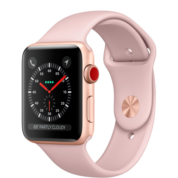 Apple Watch 42mm Series 3 GPS + Cell. Gold Aluminium Case w. Pink Sand Sport B. (MQK32)