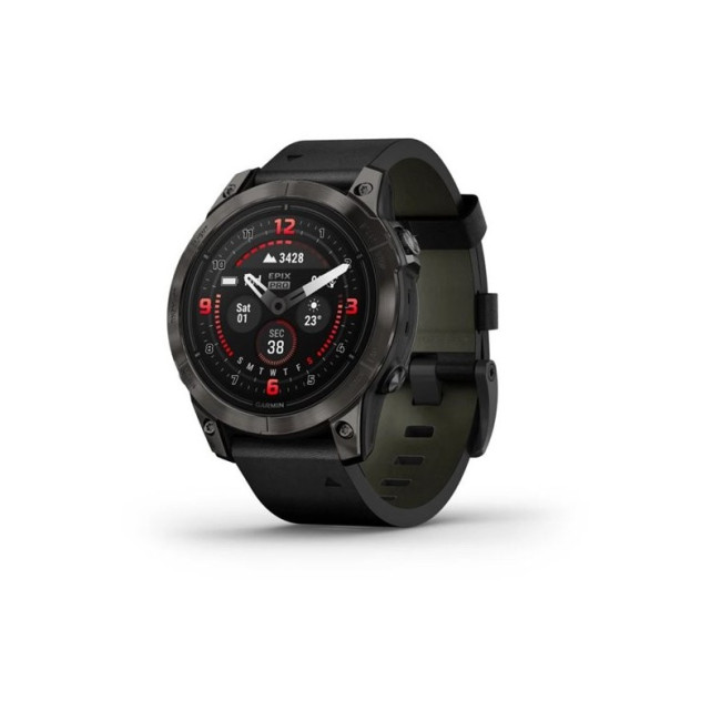 Garmin Epix Pro Gen 2 Sapphire 47mm Carbon G. DLC Tit. with B. Leather Band (010-02803-30)