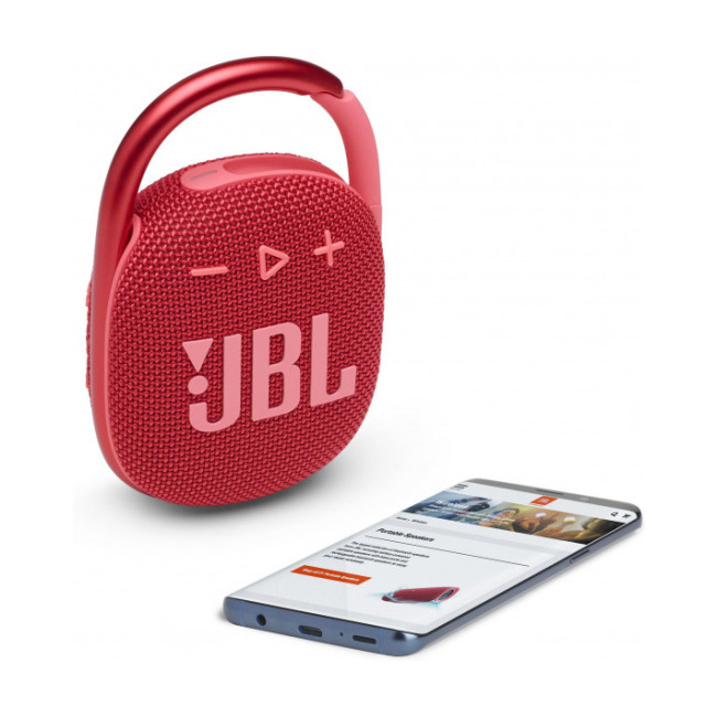 Портативная беспроводная колонка JBL Clip 4 Red (JBLCLIP4RED)