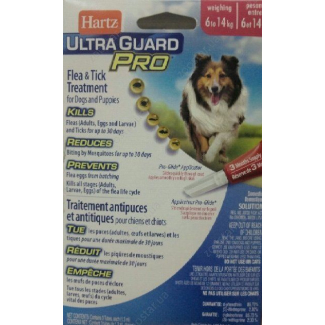 Hartz Ultra Guard Pro for DoGs - Краплі на холку для собак ( 5 в 1) від 6 кг до 14 кг (1 піпетка)