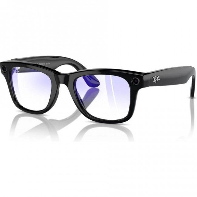 Ray-Ban Meta Wayfarer Shiny Black Clear with Blue-Violet Light Filter size L (RW4008 601/SB 53-22)