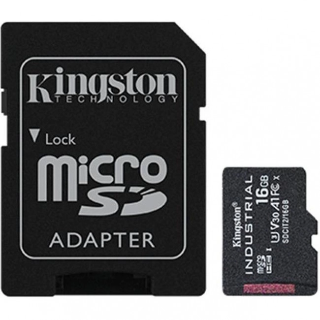 Kingston 16 GB microSDHC UHS-I (U3) V30 A1 Industrial + SD Adapter (SDCIT2/16GB)