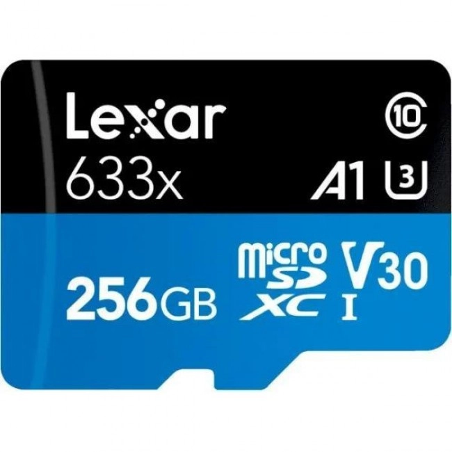 Lexar 256 GB microSDXC High Performance 633x UHS-I U3 V30 A1 Class 10 + SD-adapter (LSDMI256BB633A)