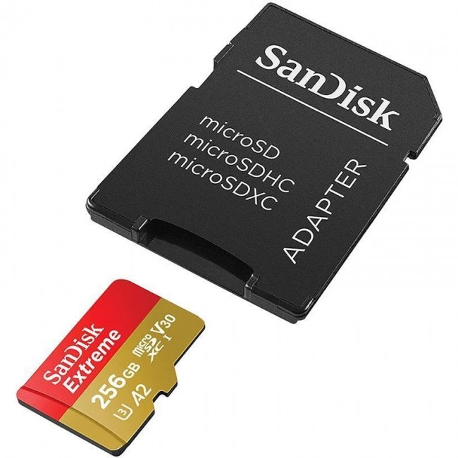 SanDisk 256 GB microSDXC UHS-I U3 V30 A2 Extreme (SDSQXAV-256G-GN6MA)
