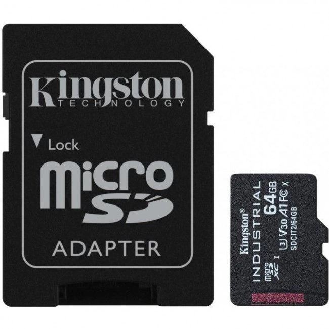 Kingston 64 GB microSDXC UHS-I (U3) V30 A1 Industrial + SD Adapter (SDCIT2/64GB)