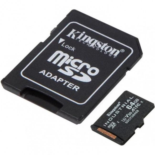 Kingston 64 GB microSDXC UHS-I (U3) V30 A1 Industrial + SD Adapter (SDCIT2/64GB)