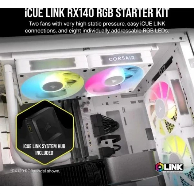 Corsair iCUE LINK RX140 RGB 140mm PWM Fan Twin Starter Kit White (CO-9051024-WW)