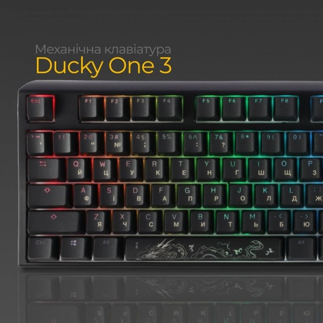 Клавиатура Ducky One 3 Cherry MX Red RGB UA USB Black (DKON2108ST-RUAPXCLAWSC1)