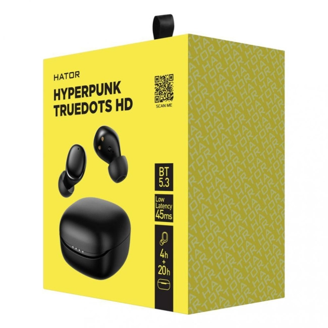 Навушники бездротові вакуумні HATOR Hyperpunk Truedots HD Black (HTA-411)