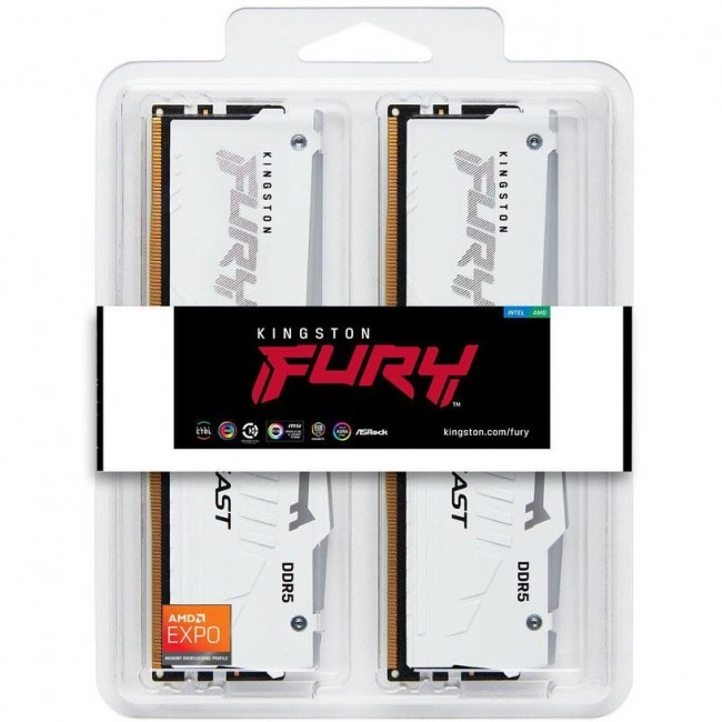 Kingston FURY 32 GB (2x16GB) DDR5 6800 MHz Beast RGB EXPO White (KF568C34BWEAK2-32)