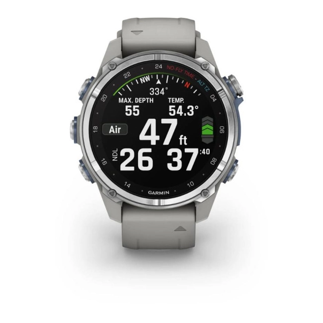 Смарт-часы Garmin Descent Mk3 43 mm Stainless Steel with Fog Gray Silicone Band (010-02753-04/03)