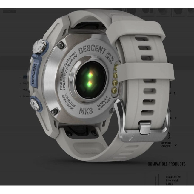 Смарт-часы Garmin Descent Mk3 43 mm Stainless Steel with Fog Gray Silicone Band (010-02753-04/03)