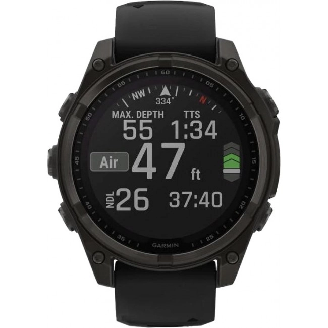 Garmin Fenix 8 47mm Solar Sapphire Carbon Gray DLC Titanium w. Black/Pebble Gray S. Band (010-02906-10/11/7