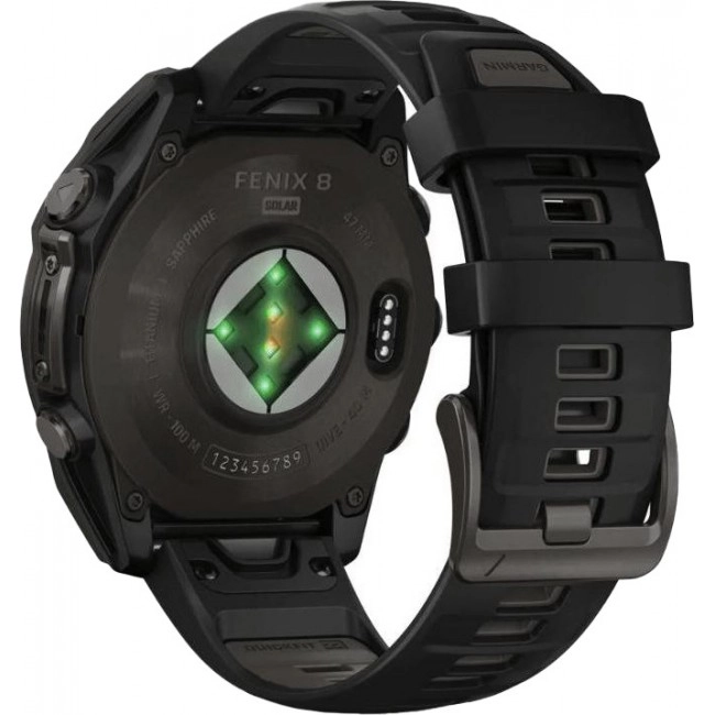 Garmin Fenix 8 47mm Solar Sapphire Carbon Gray DLC Titanium w. Black/Pebble Gray S. Band (010-02906-10/11/7