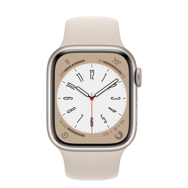 Apple Watch Series 8 GPS + Cellular 45mm Starlight Aluminium Case with Starlight Sport Band (MNK73)