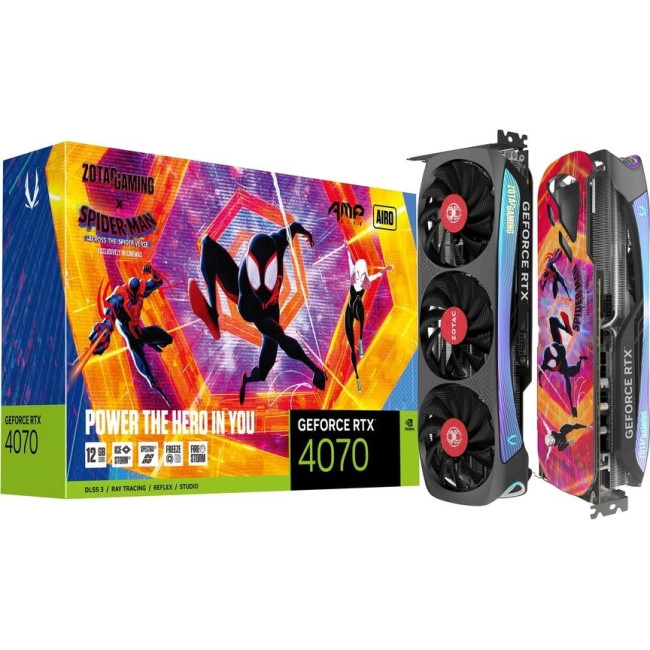 Відеокарта Zotac GAMING GeForce RTX 4070 AMP AIRO SPIDER-MAN (ZT-D40700F-10SMP) Відеокарта Zotac GAMING GeForce RTX 4070 AMP AIRO SPIDER-MAN (ZT-D40700F-10SMP)