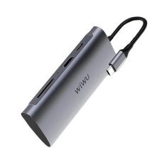 Багатопортовий адаптер WIWU Alpha 731HP USB-C до 3xUSB30+HDMI+USB-C+SD+TF Card сірий