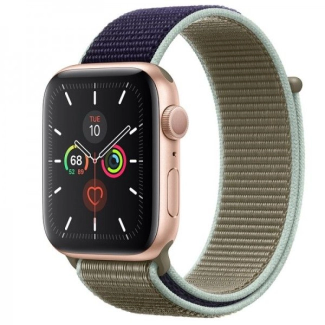 Apple Watch Series 5 GPS 40mm Gold Aluminium Case with Khaki Sport Loop (MWRY2)