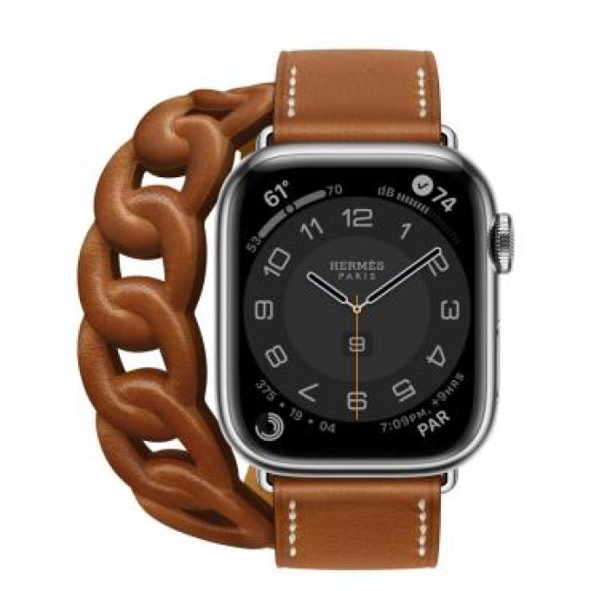 Apple Watch Hermes Series 7 LTE 41mm Silver S. Сталевий корпус зі сталевим корпусом. Fauve Leather D. Tour (MKLK3+MKFV3)