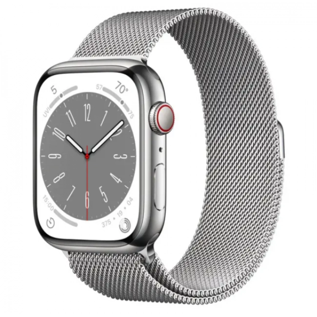 Apple Watch Series 8 GPS + Cellular 41mm Silver S. Сталевий корпус з. Milanese Loop Silver (MNJ73/MNJ83)