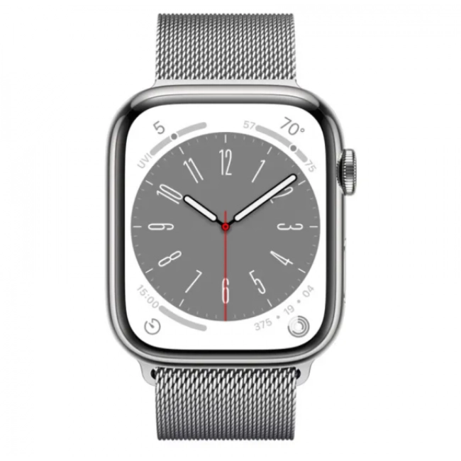 Apple Watch Series 8 GPS + Cellular 41mm Silver S. Сталевий корпус з. Milanese Loop Silver (MNJ73/MNJ83)
