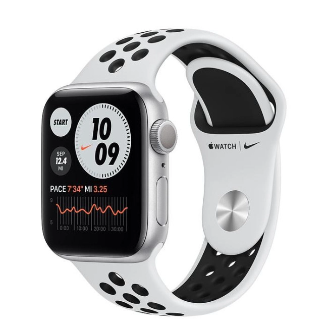 Apple Watch Nike Series 6 GPS 40 мм сріблястий алюмінієвий корпус з. Pure Platinum/Black Nike Sport B. (M00T3)